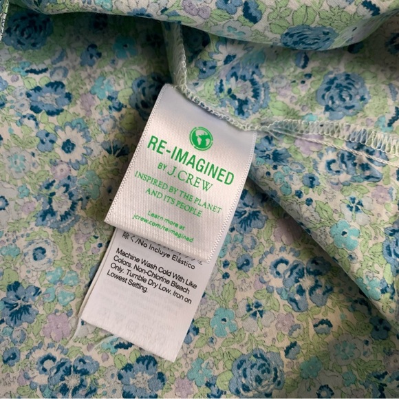 J. Crew Liberty Fabric Ruffle Trim Short Sleeve Blue Floral - Picture 14 of 14